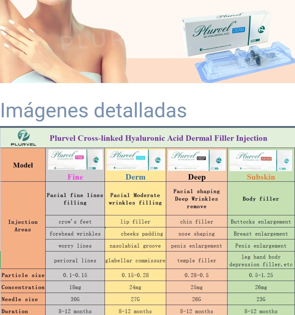 1 Ácido Hialurónico Plurvel Reticulado (lips ó Derm) 24mg  2ml