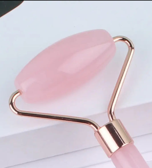 1 Jade Roller Rodillo Masajeador De Cuarzo Rosa Para La Cara y Labios